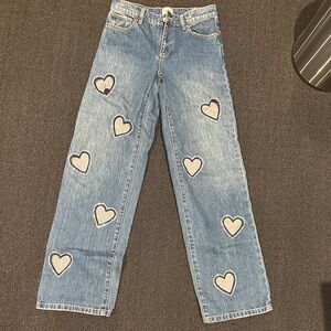Alice + Olivia Blue Heart Embellished Jeans